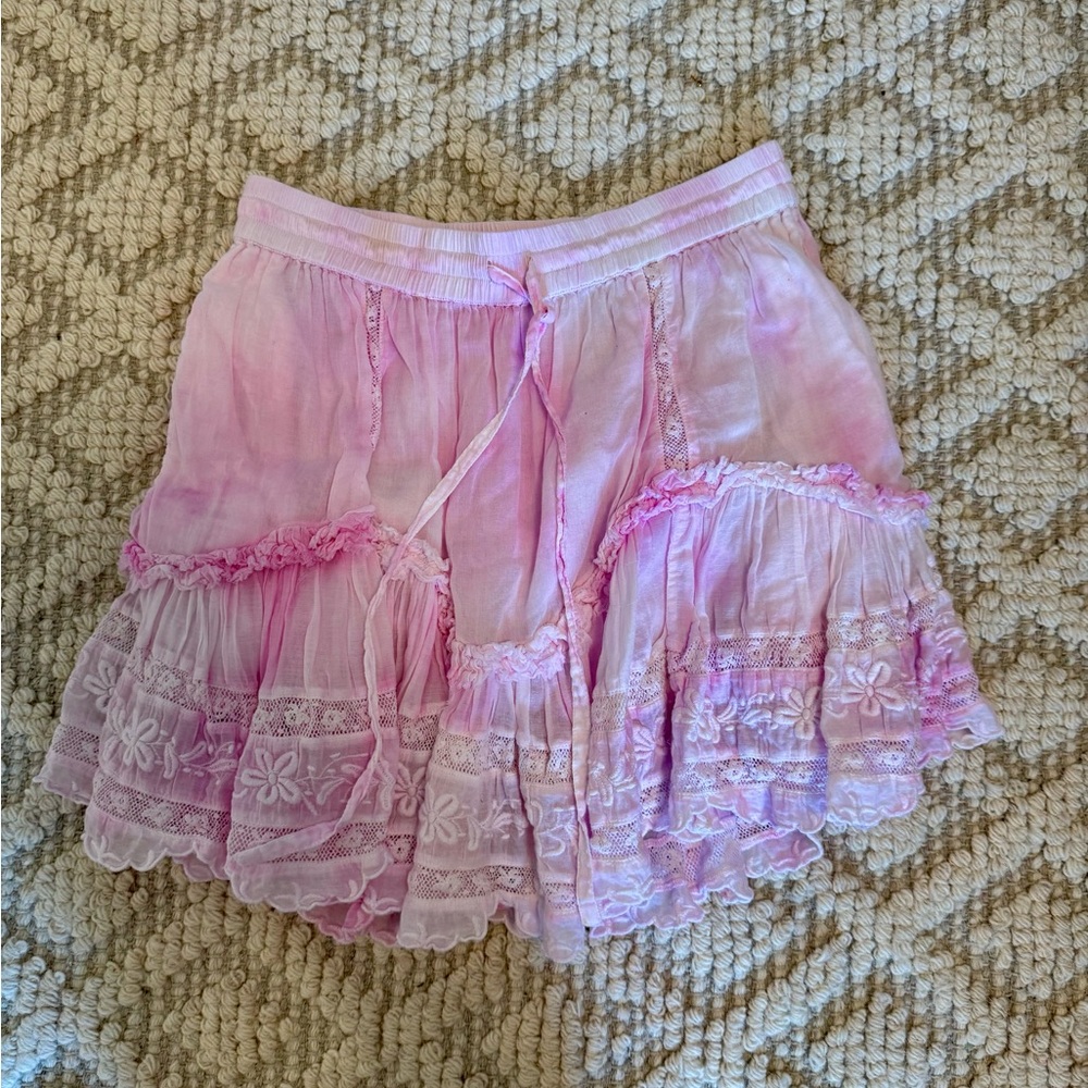 LoveShackFancy Becca Skirt Peony Pink